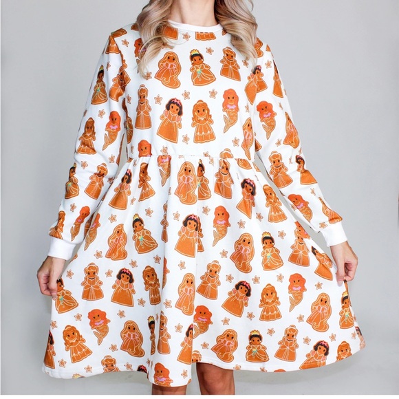 SOLD! NWT Cakeworthy XL Disney Princess Gingerbread Sweater Dress - Picture 2 of 8